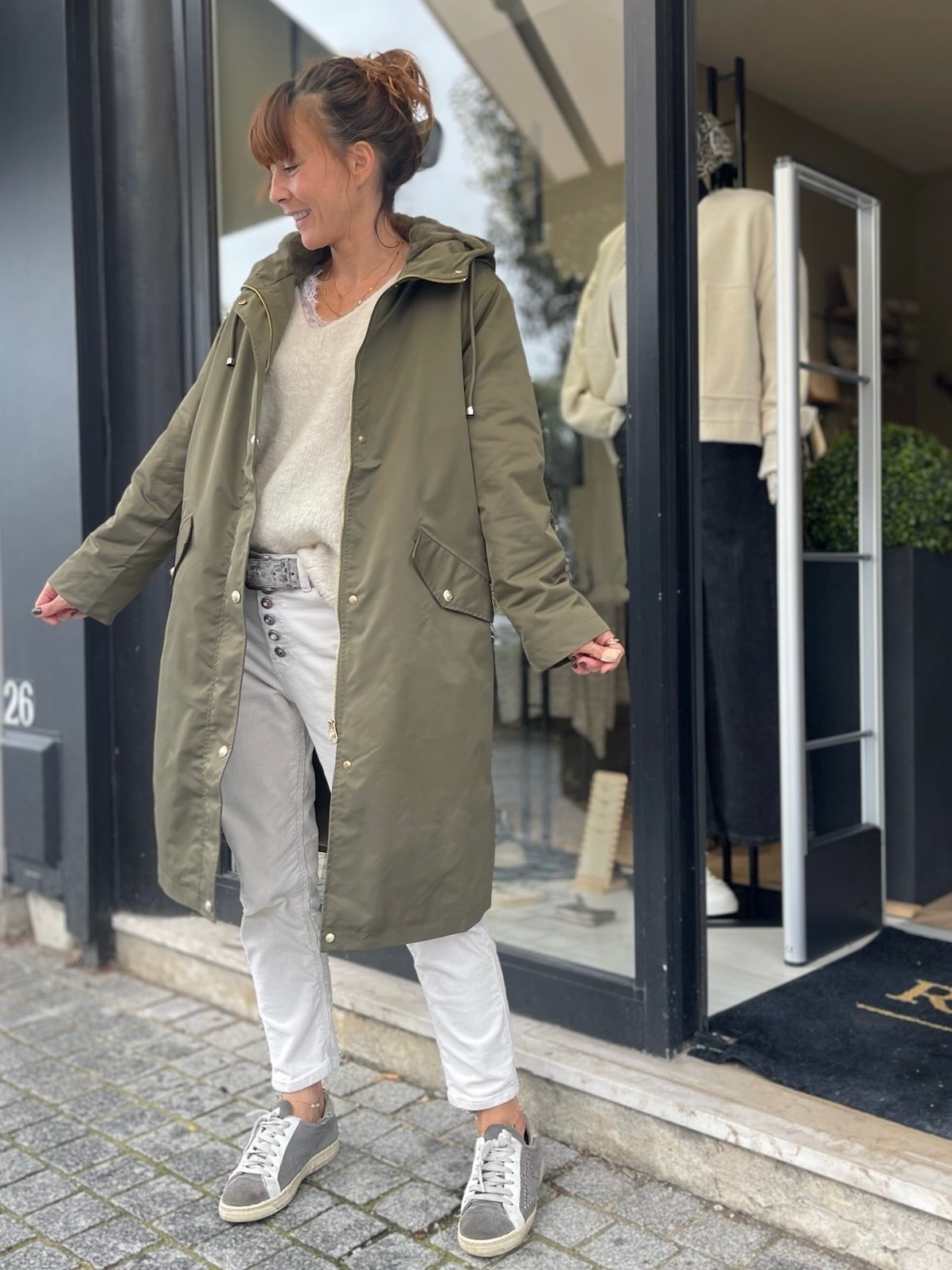 Manteau long kaki