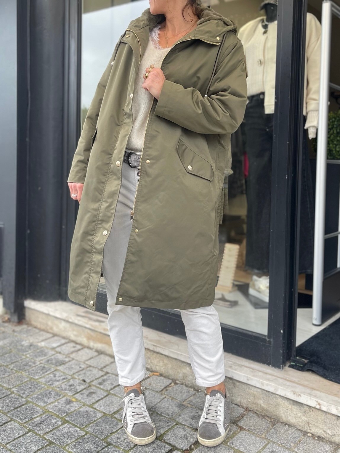 Manteau long kaki