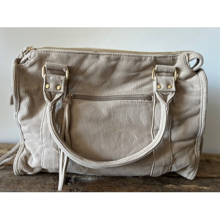 Sac hobo côtelé beige