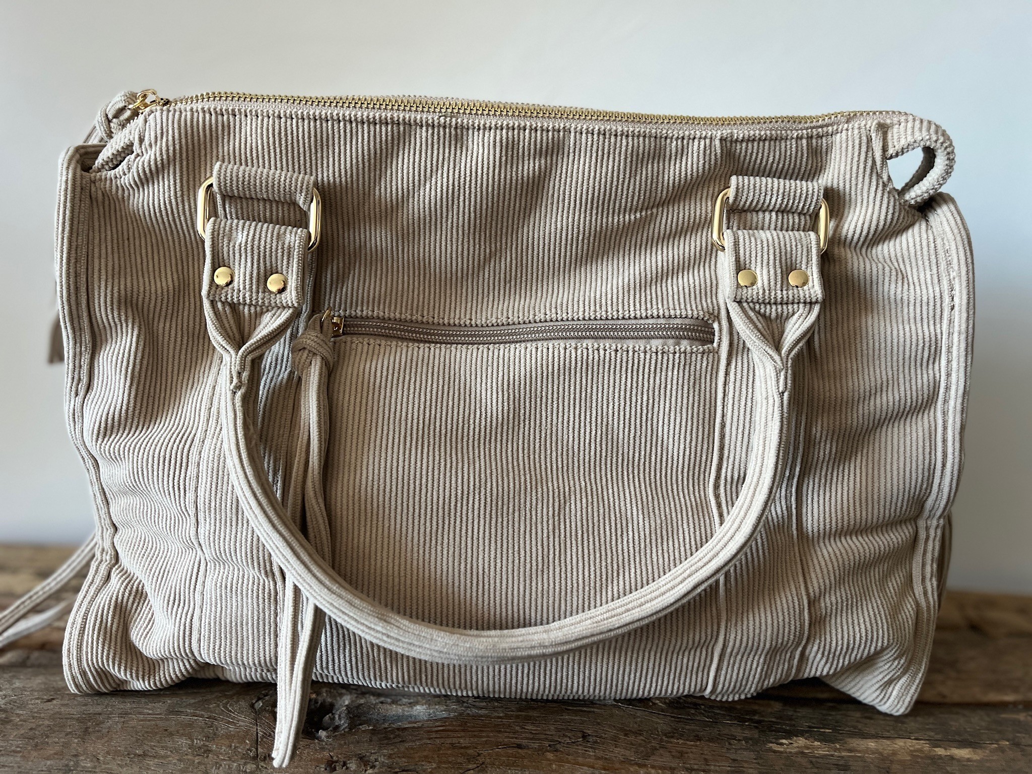 Sac hobo côtelé beige