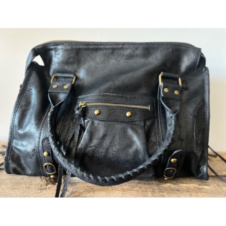 Sac hobo noir brillant