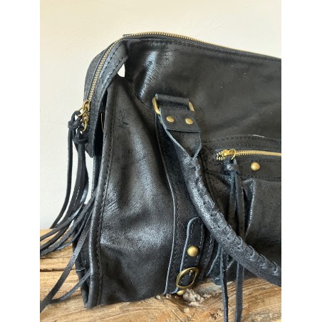 Sac hobo noir brillant