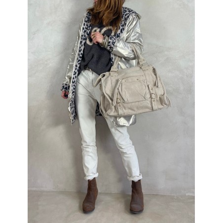 Sac hobo côtelé beige