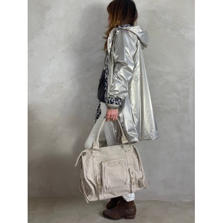 Sac hobo côtelé beige