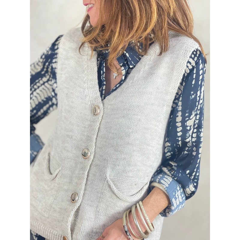 Gilet beige chiné