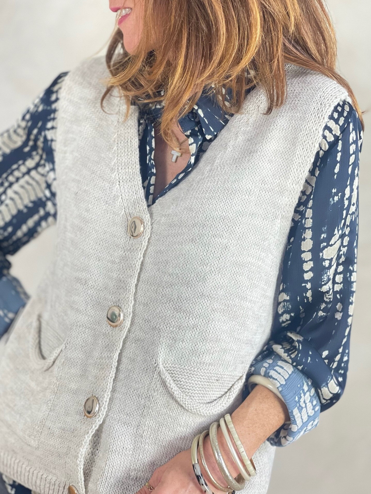 Gilet beige chiné