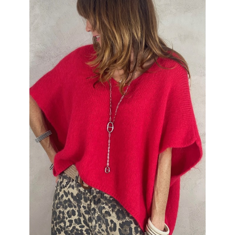 Pull manches courtes rouge