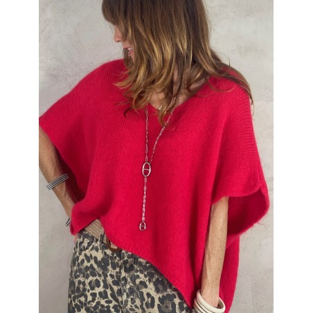 Pull manches courtes rouge