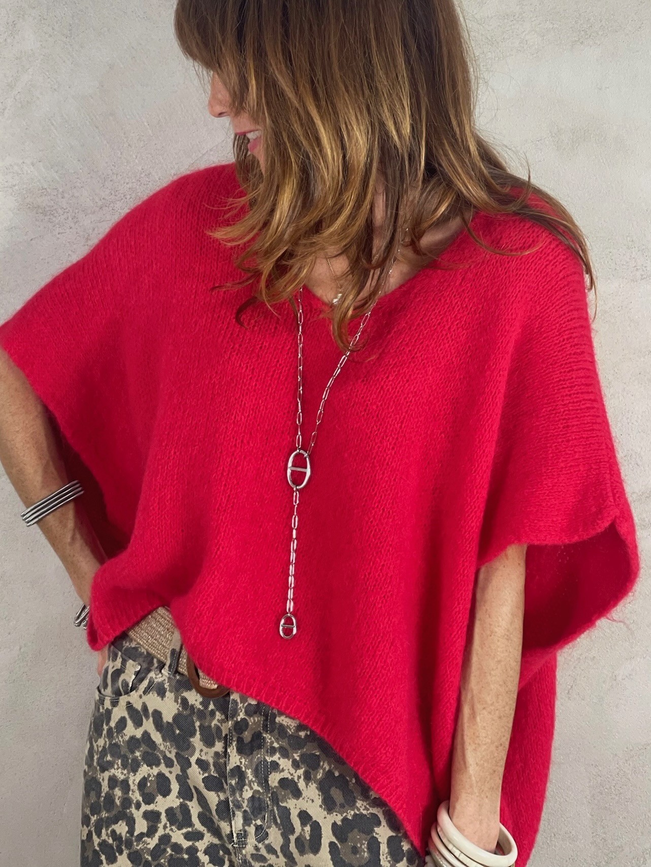 Pull manches courtes rouge