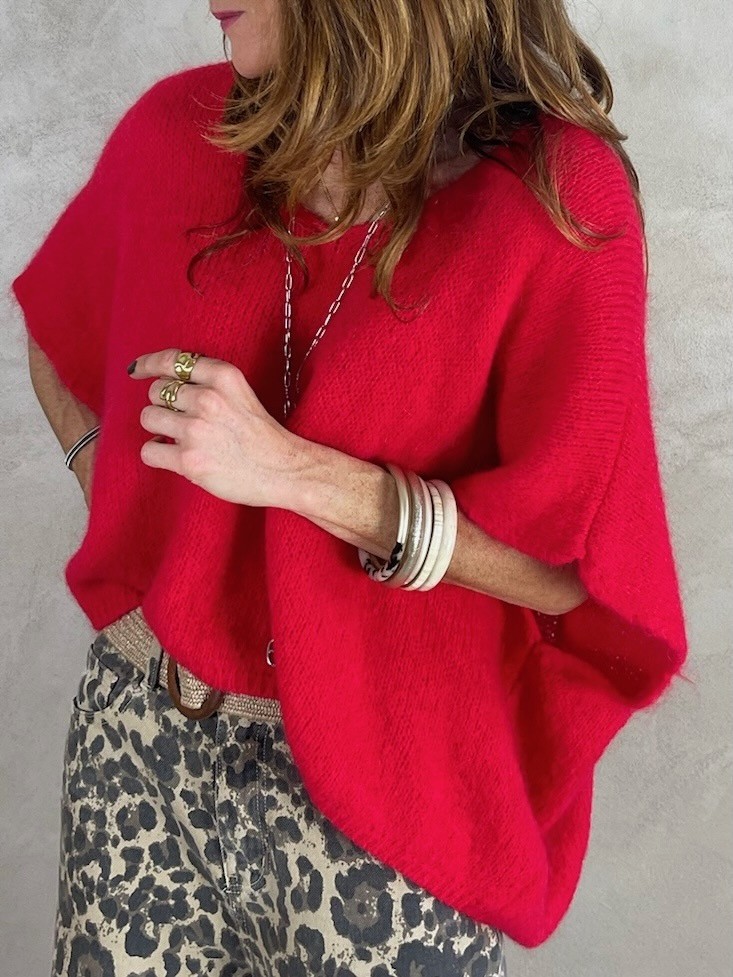 Pull manches courtes rouge