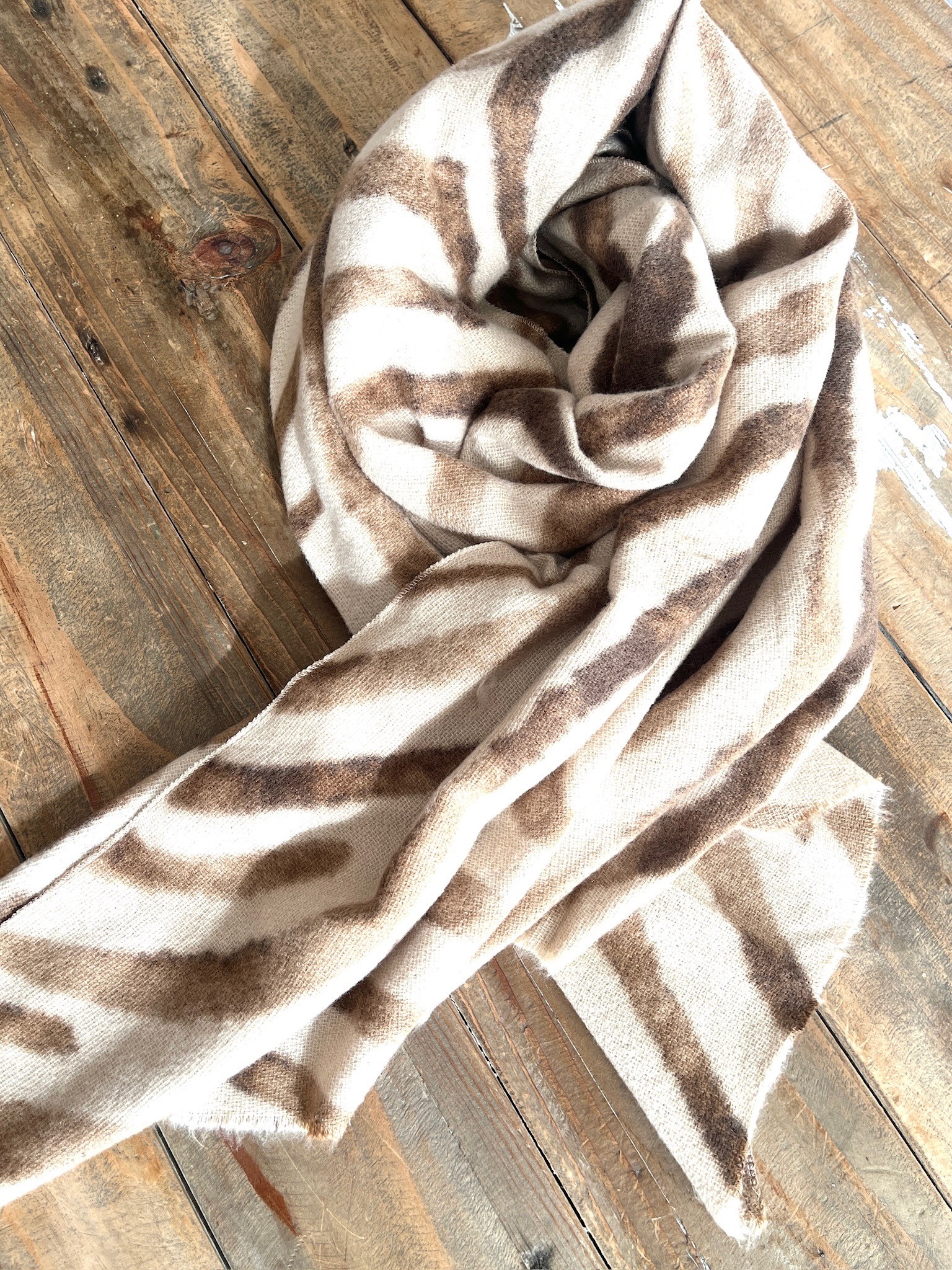 Foulard rayé camel