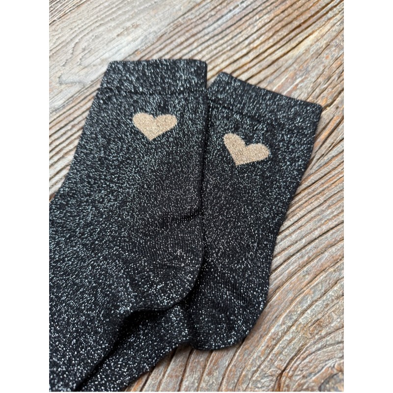 Chaussettes grises coeur gold