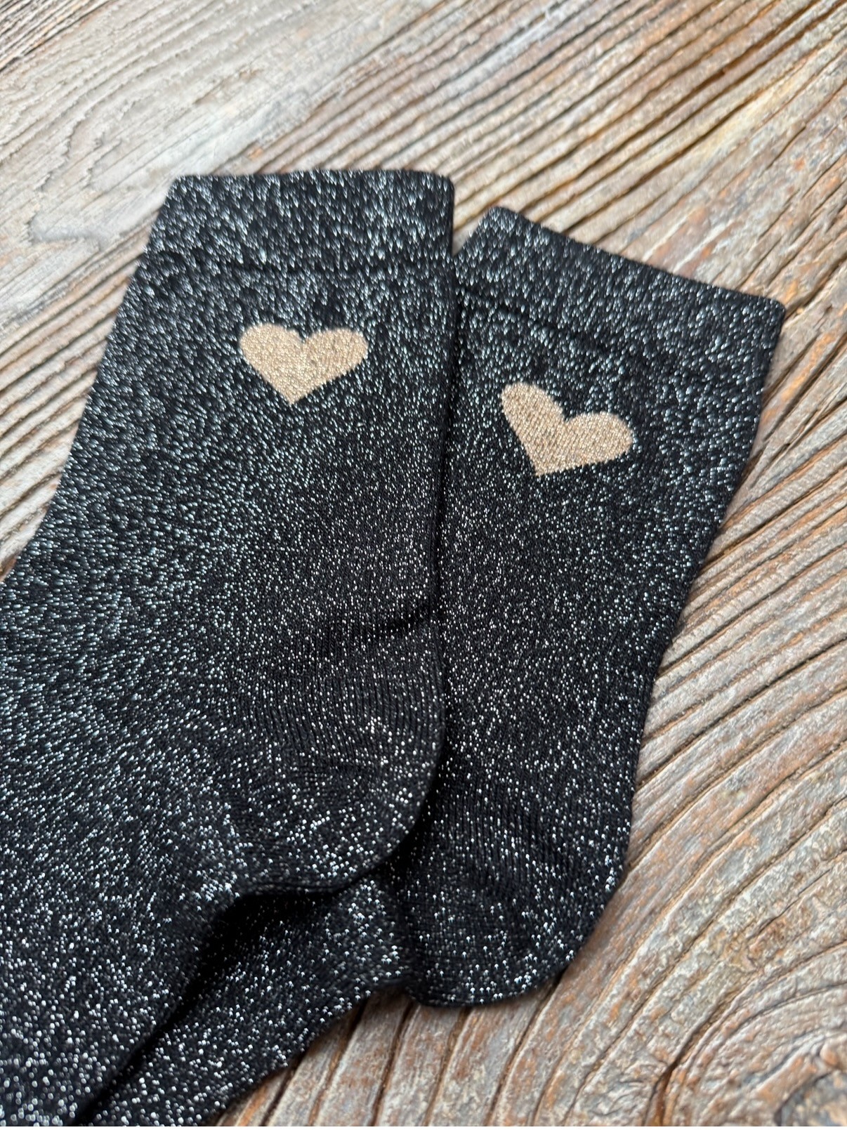 Chaussettes grises coeur gold