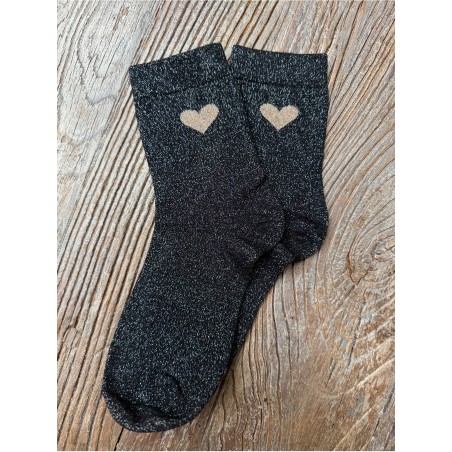 Chaussettes grises coeur gold