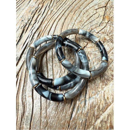 Bracelet tubes marbrés gris