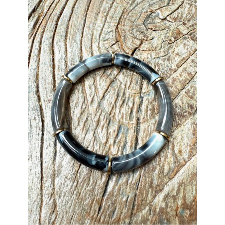 Bracelet tubes marbrés gris