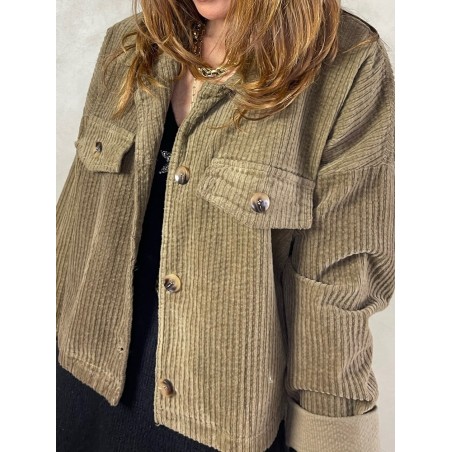 Veste courte velours camel