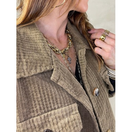 Veste courte velours camel