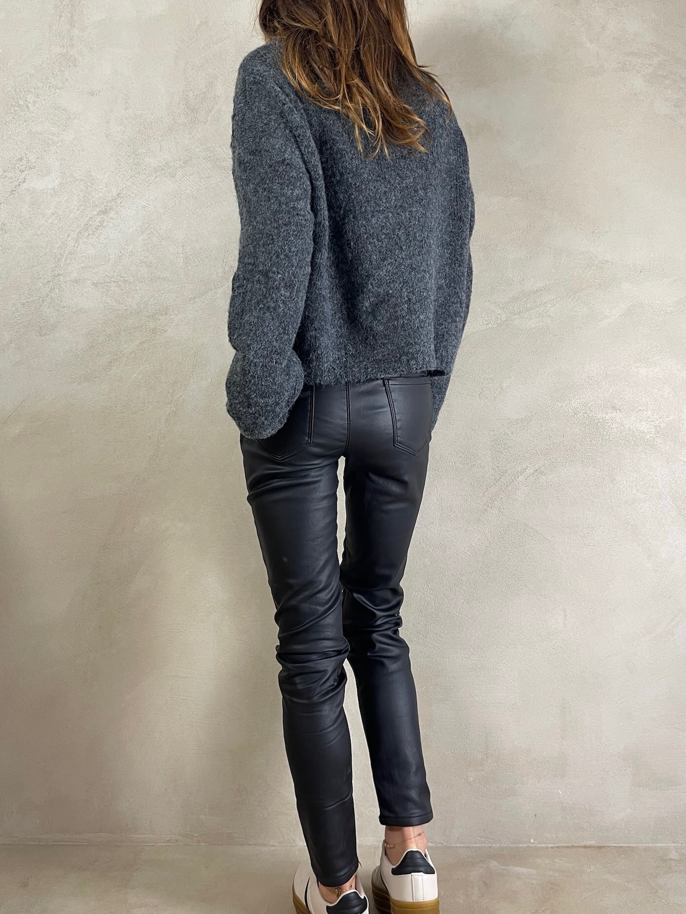 Pantalon slim huilé noir