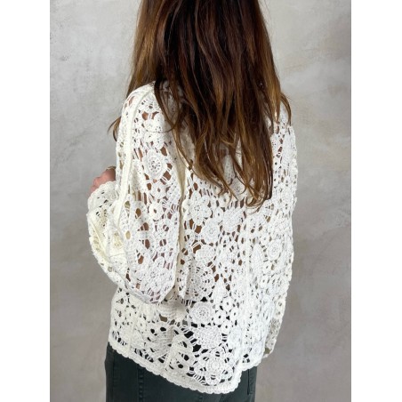 Gilet crochet ivoire