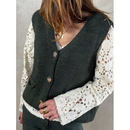 Gilet crochet ivoire