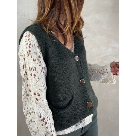 Gilet crochet ivoire