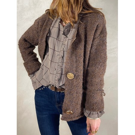 Gilet choco boutons gold