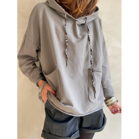 Sweat choco capuche léo