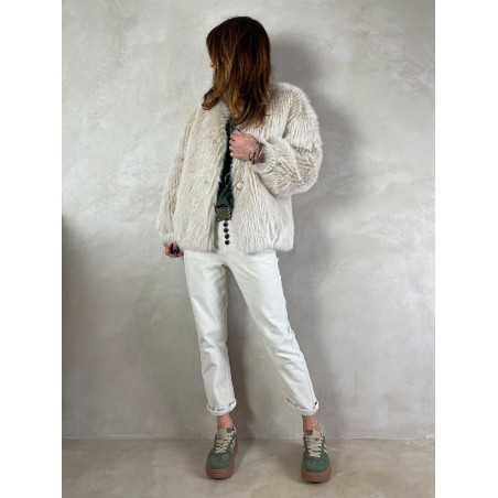 Veste fausse fourrure beige