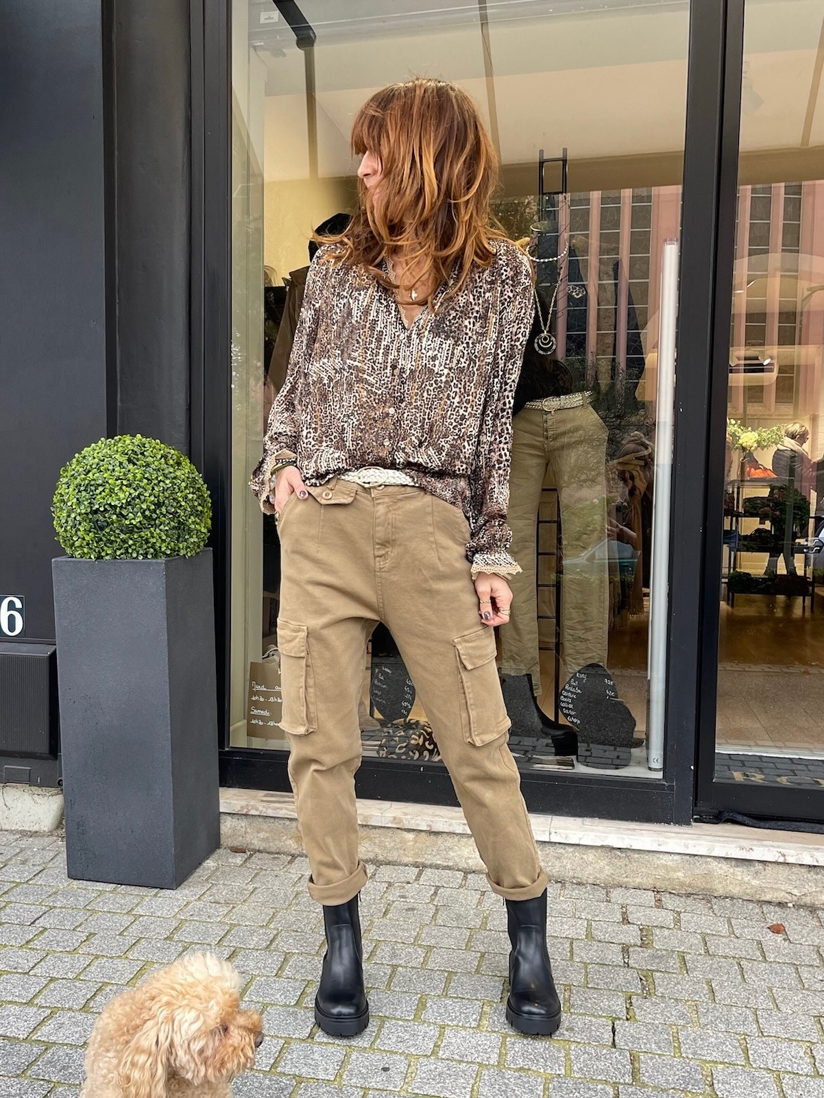 Pantalon cargo camel