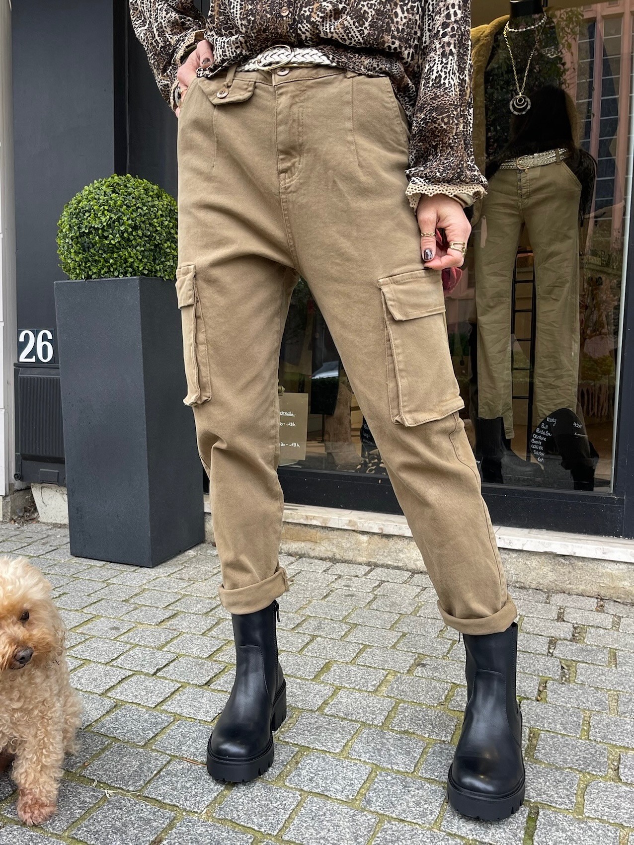 Pantalon cargo camel