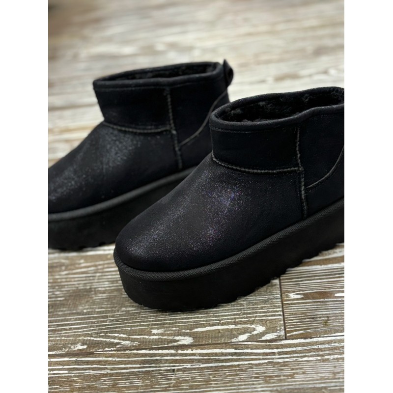 Mini boots paillettes noires