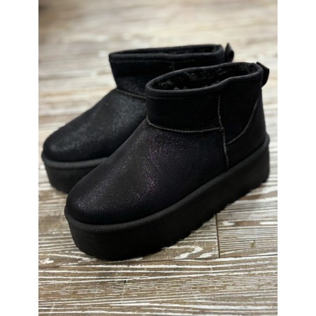 Mini boots paillettes noires