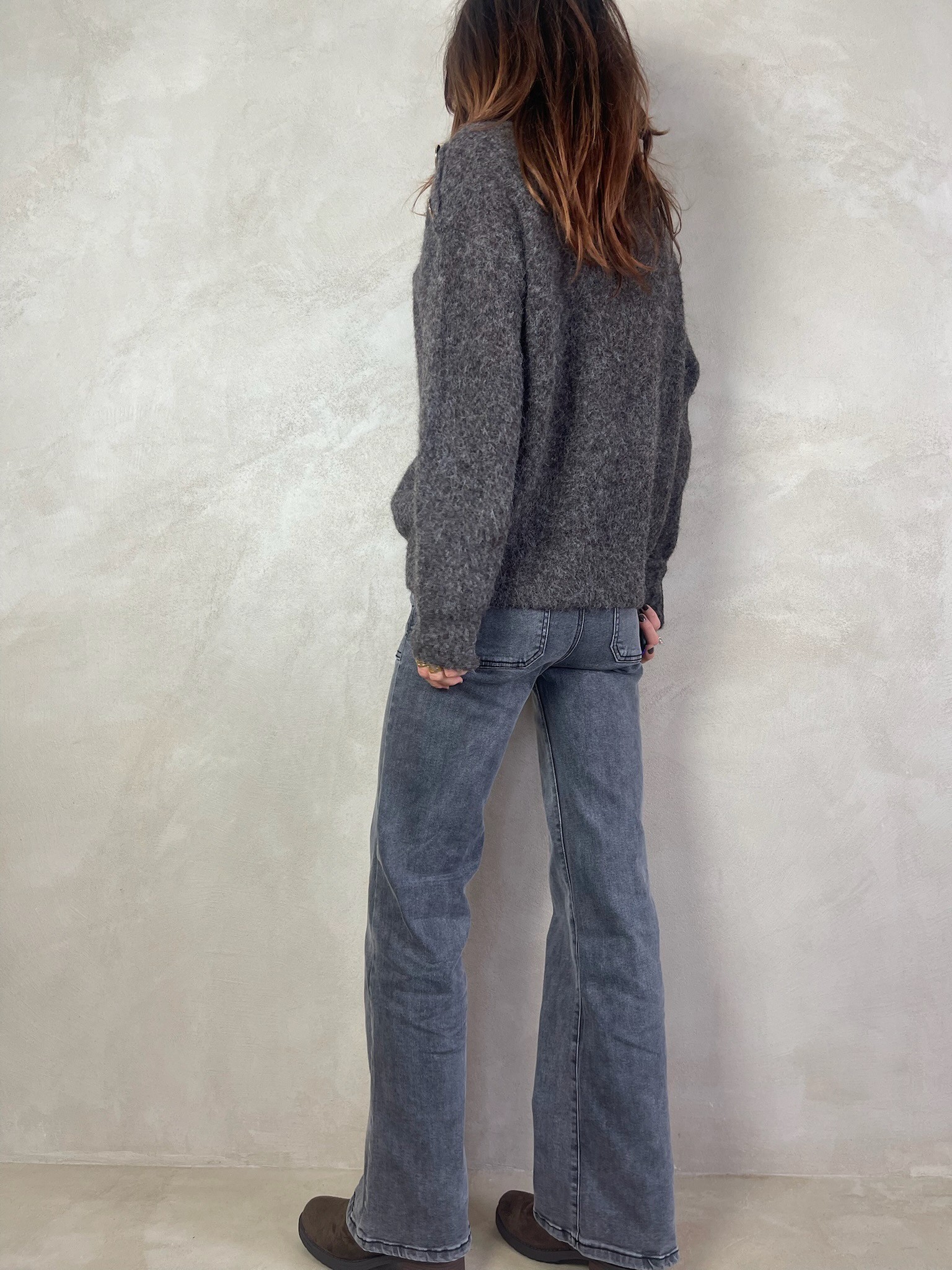 Jean flare gris