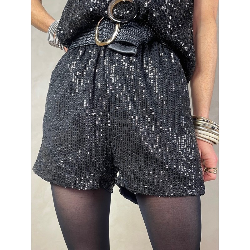 Short sequins noir