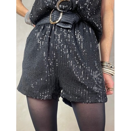 Short sequins noir