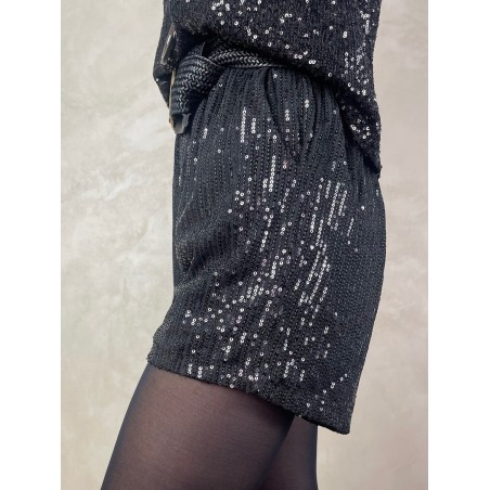 Short sequins noir