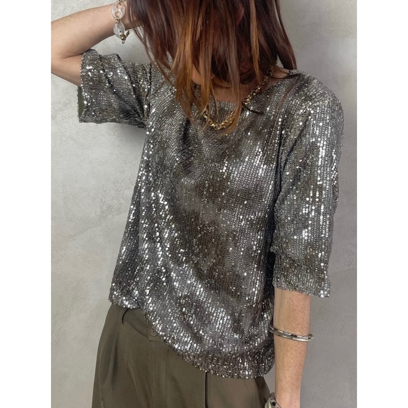 Top sequins kaki