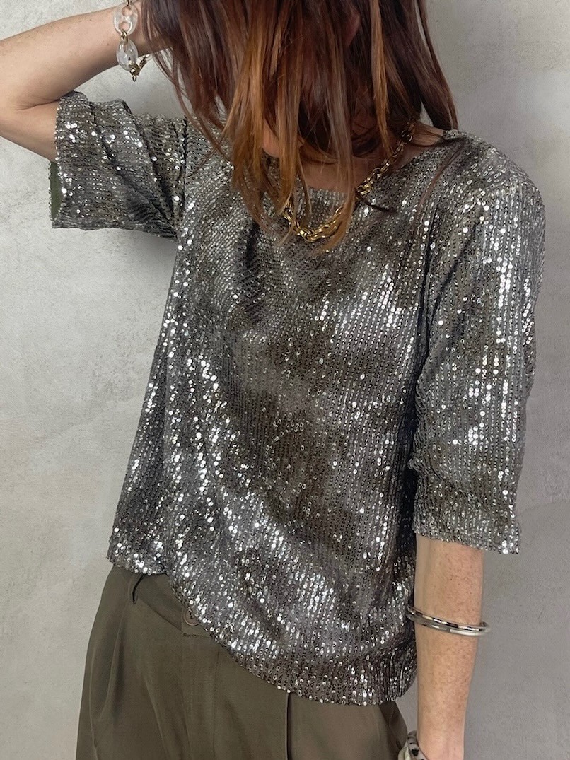 Top sequins kaki