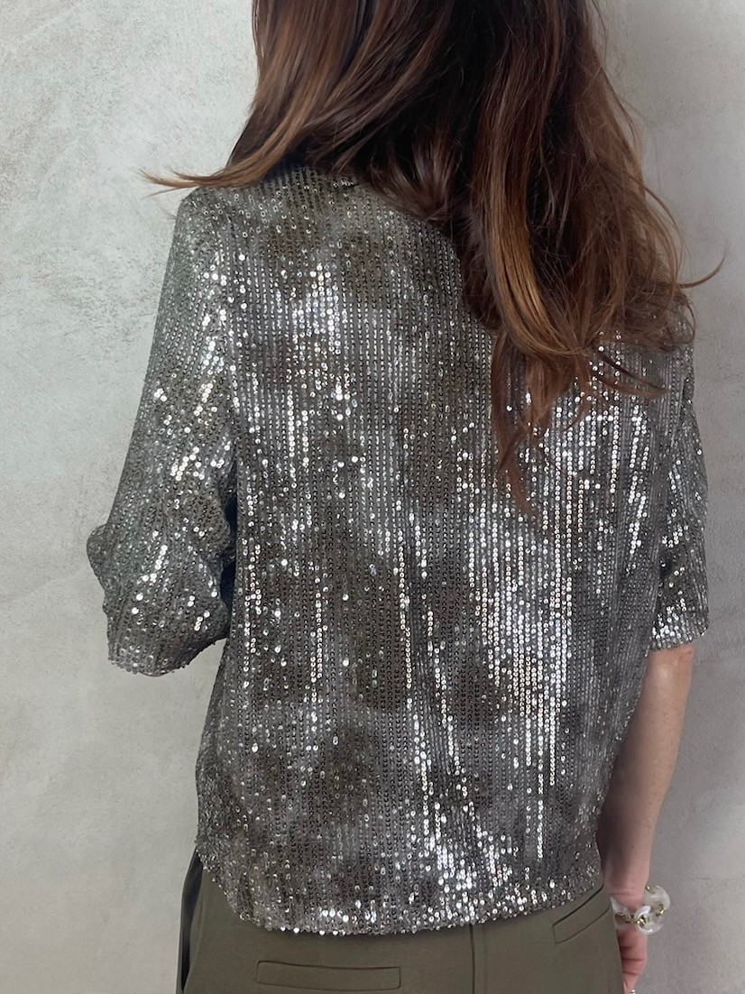 Top sequins kaki