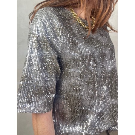 Top sequins kaki