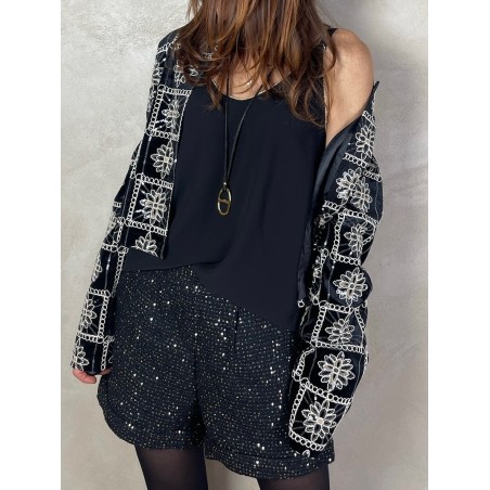 Short sequins noir