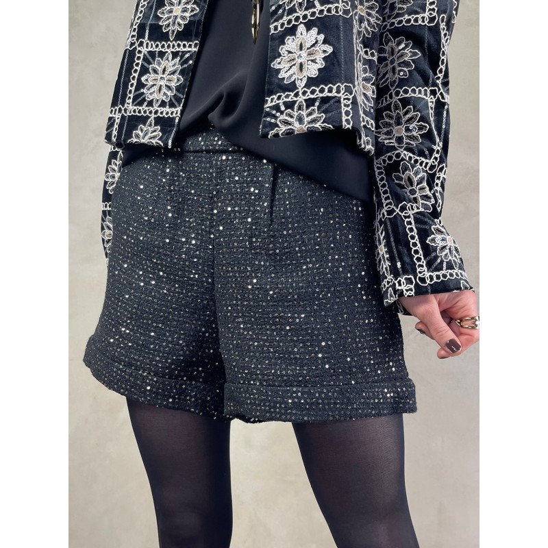 Short sequins noir