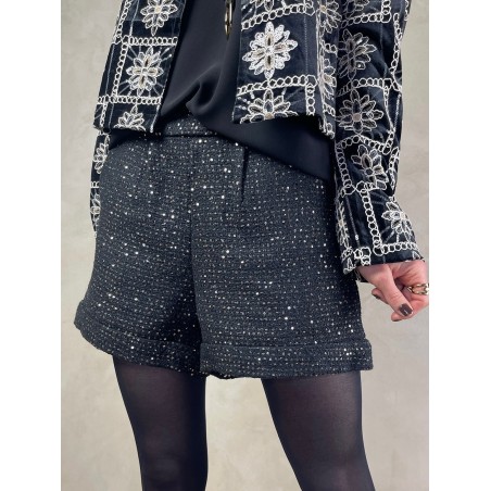 Short sequins noir