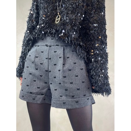 Top plumes sequins noir