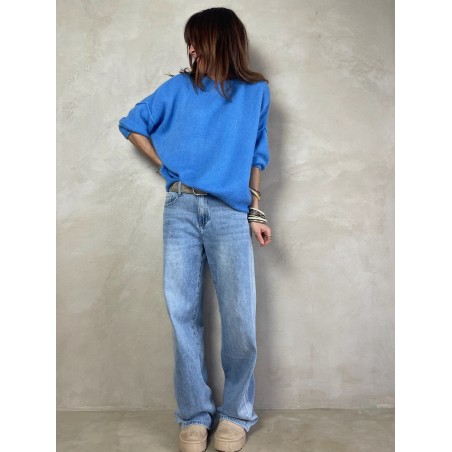 Pull alpaga couture bleu