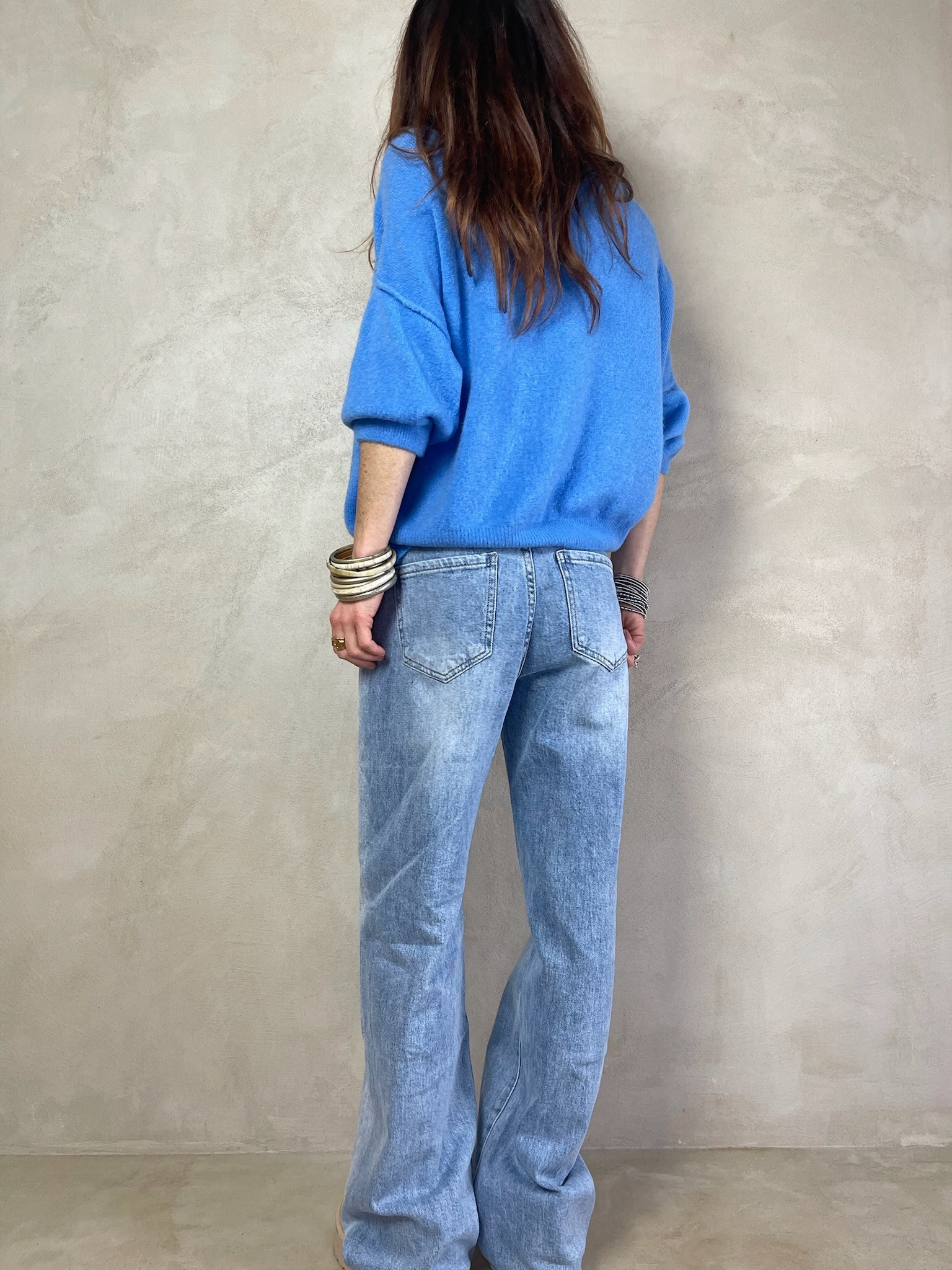 Pull alpaga couture bleu