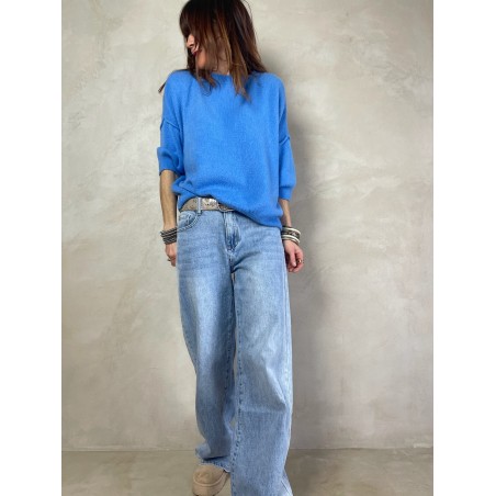 Pull alpaga couture bleu