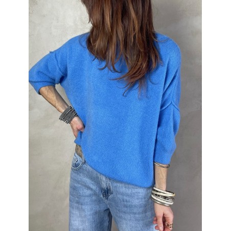 Pull alpaga couture bleu