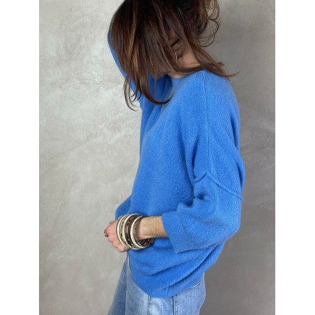 Pull alpaga couture bleu